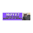 Move! I Need to Go Home and Lay Down | Bumper Sticker or Magnet | Funny Cat Sticker | 8.5" x 2.5" | Premium Weather-proof Waterproof Vinyl