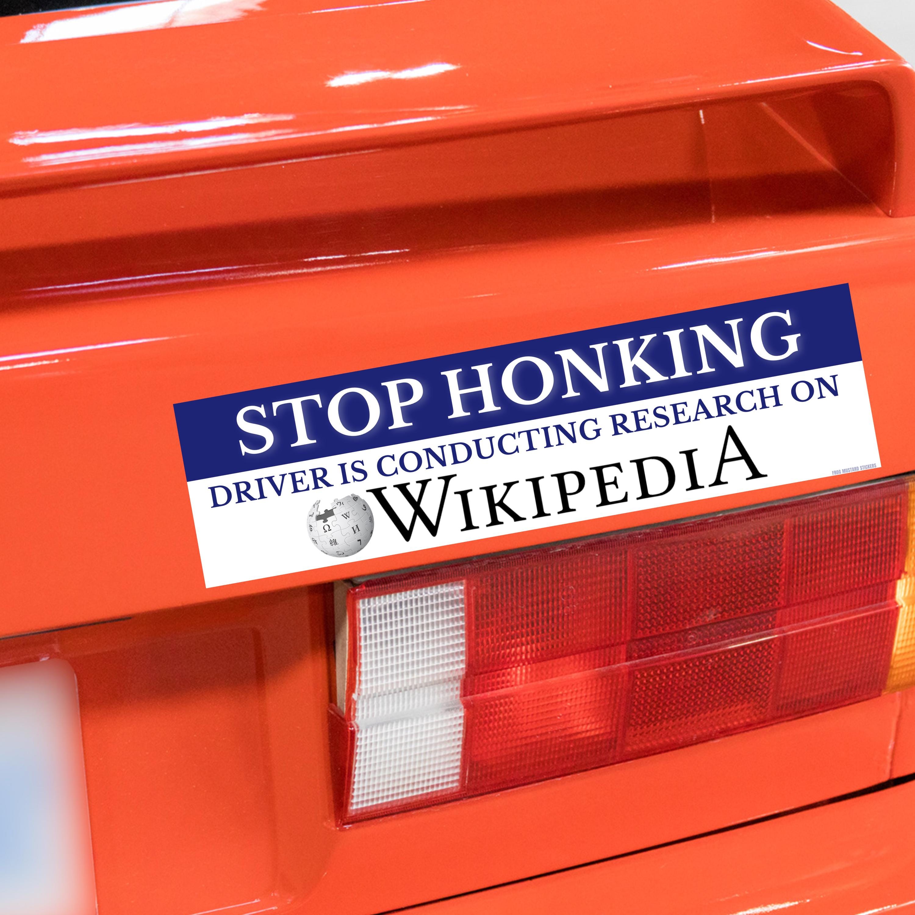 Driver is Conducting Research on Wikipedia - Funny Car Sticker or Magnet