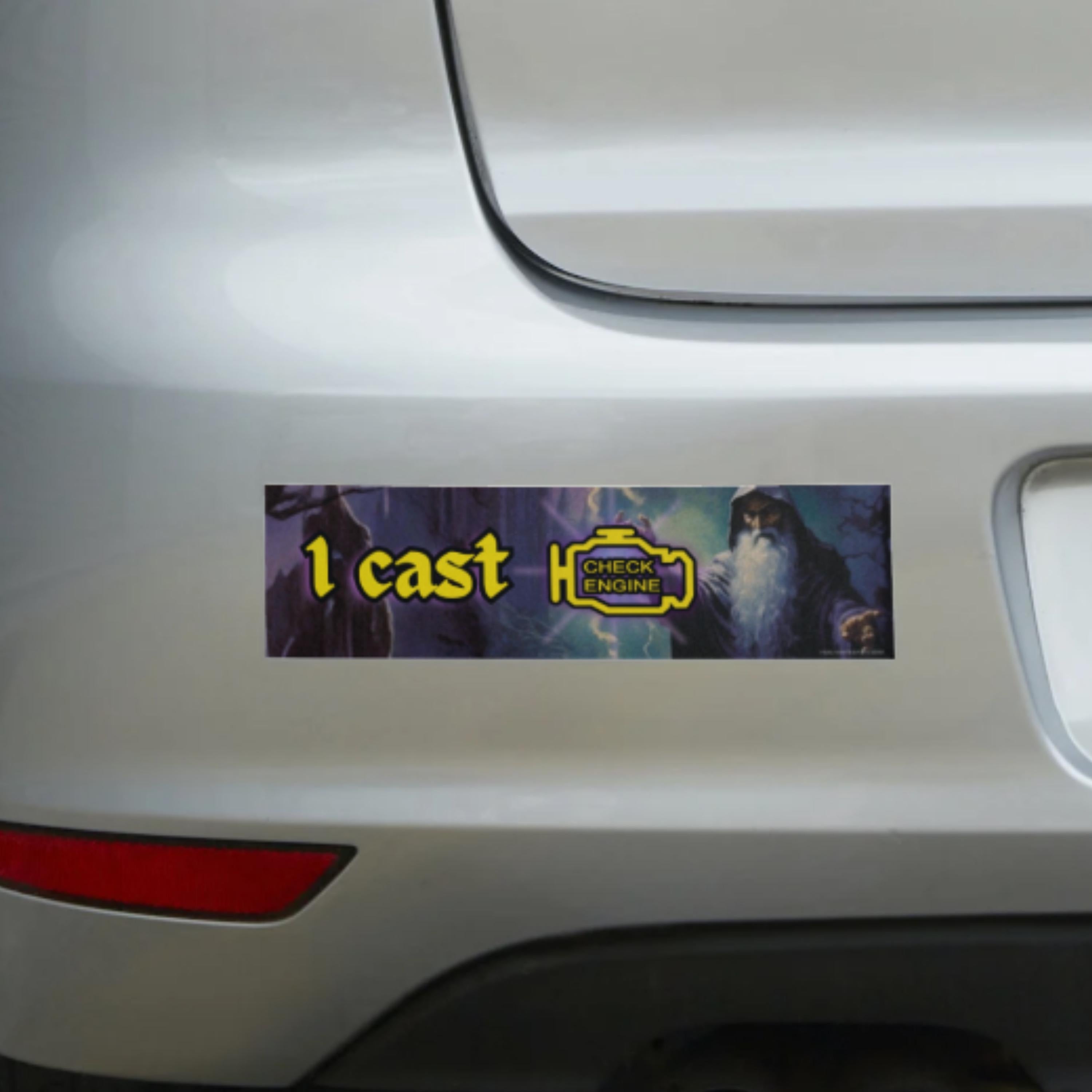 I Cast Check Engine Light Wizard Meme Sticker or Magnet Funny Political Bumper Sticker