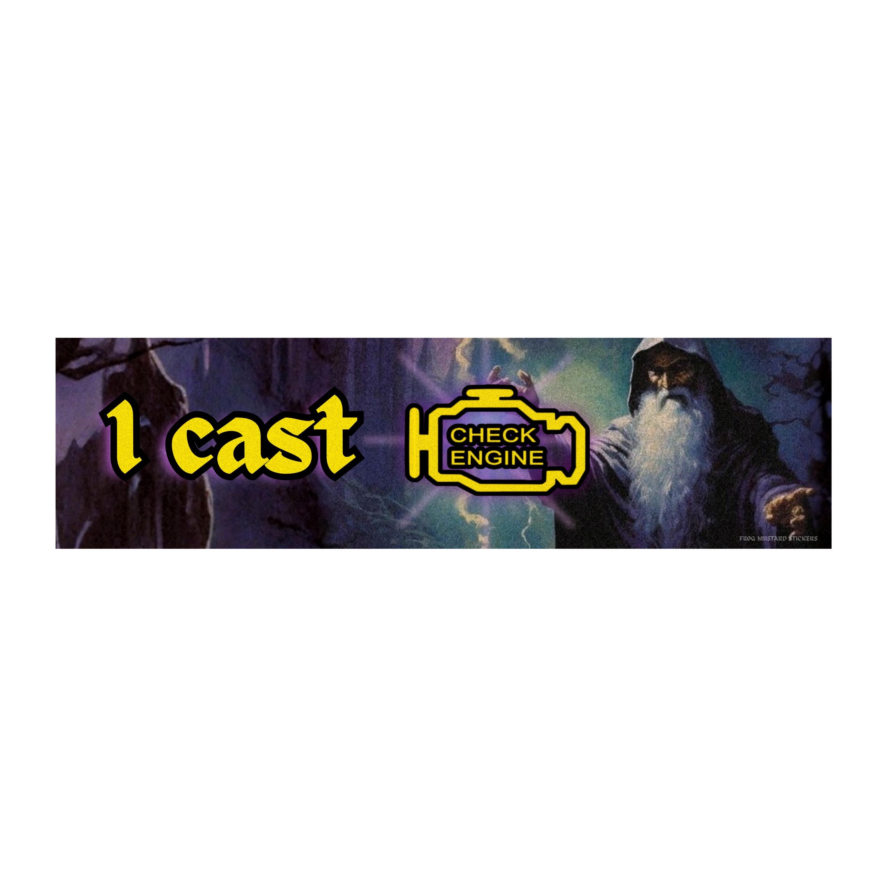I Cast Check Engine Light Wizard Meme Sticker or Magnet Funny Political Bumper Sticker