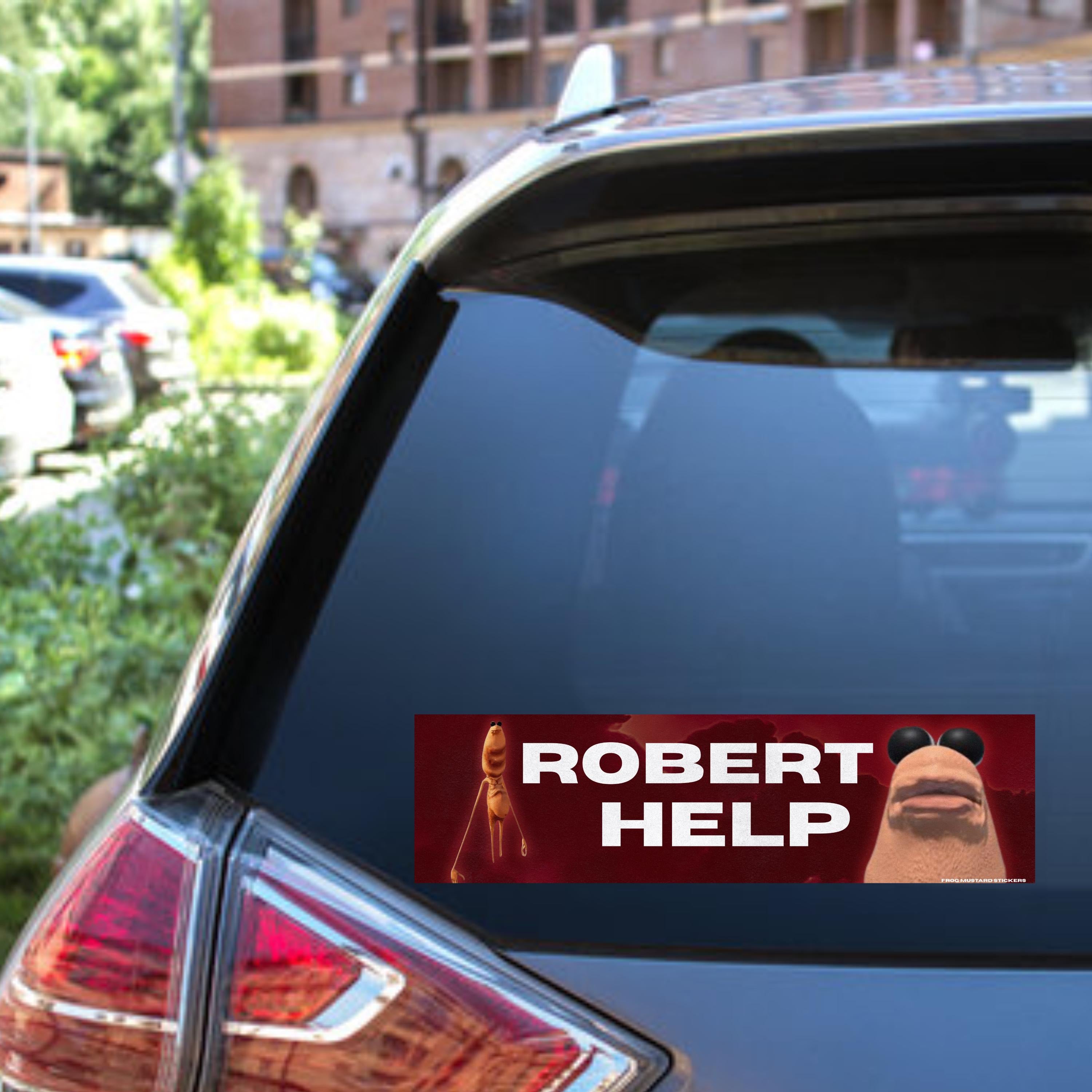 Robert Help Marcus Worm Meme Bumper Sticker or Magnet: Funny Vinyl Decal