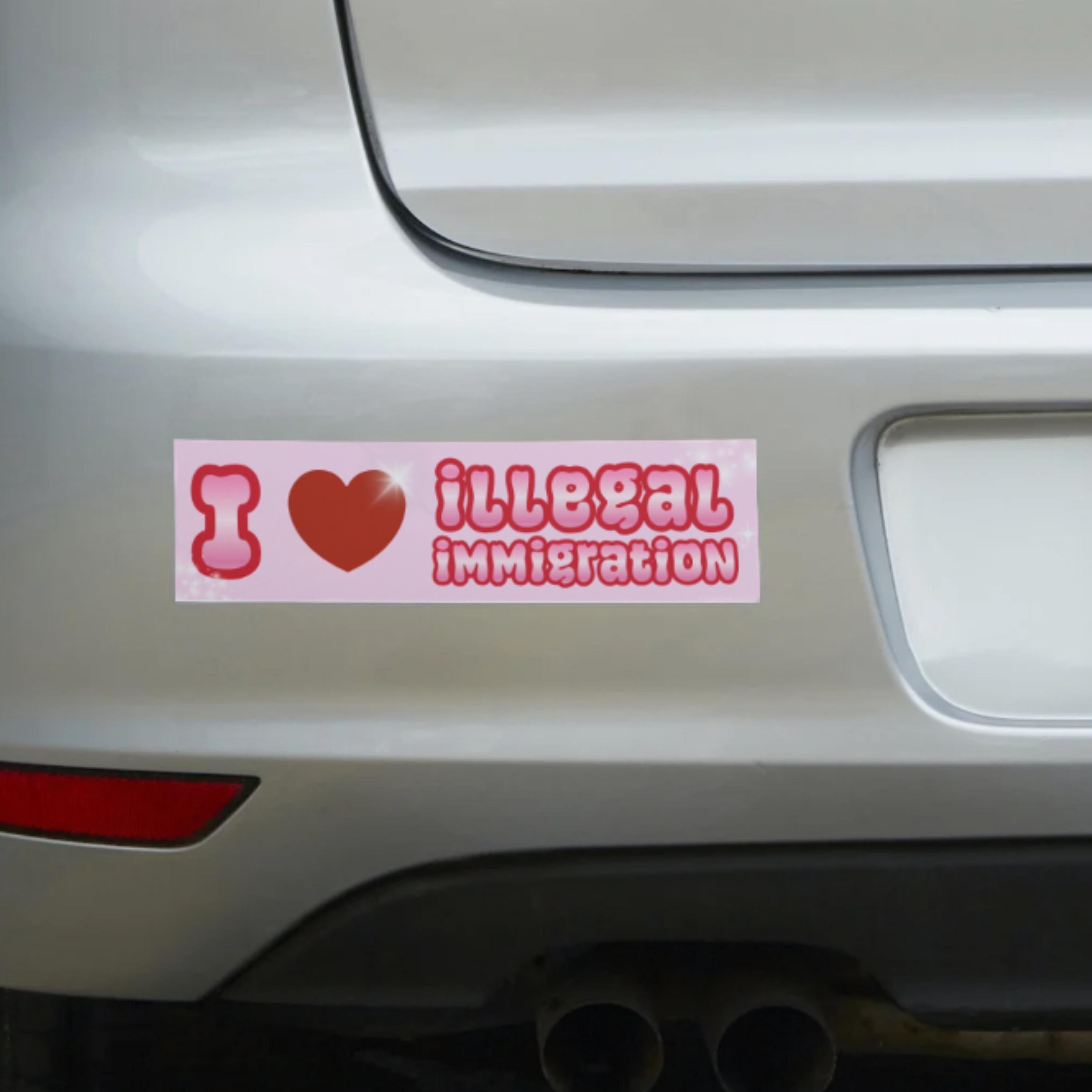 i <3 illegal immigration - Weatherproof Vinyl Bumper Sticker or Magnet