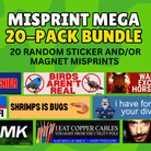 Mega Misprint 20 - Pack Bundle Stickers and/or Magnets - Frog Mustard Stickers