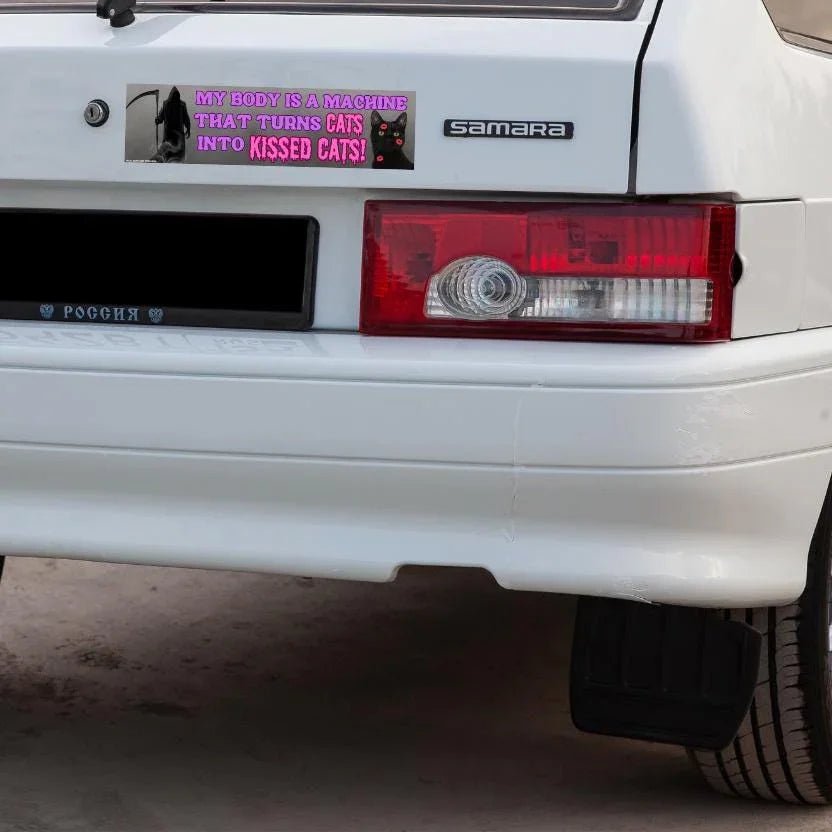 My Body is a Machine That Turns CATS into KISSED CATS - Frog Mustard Stickers