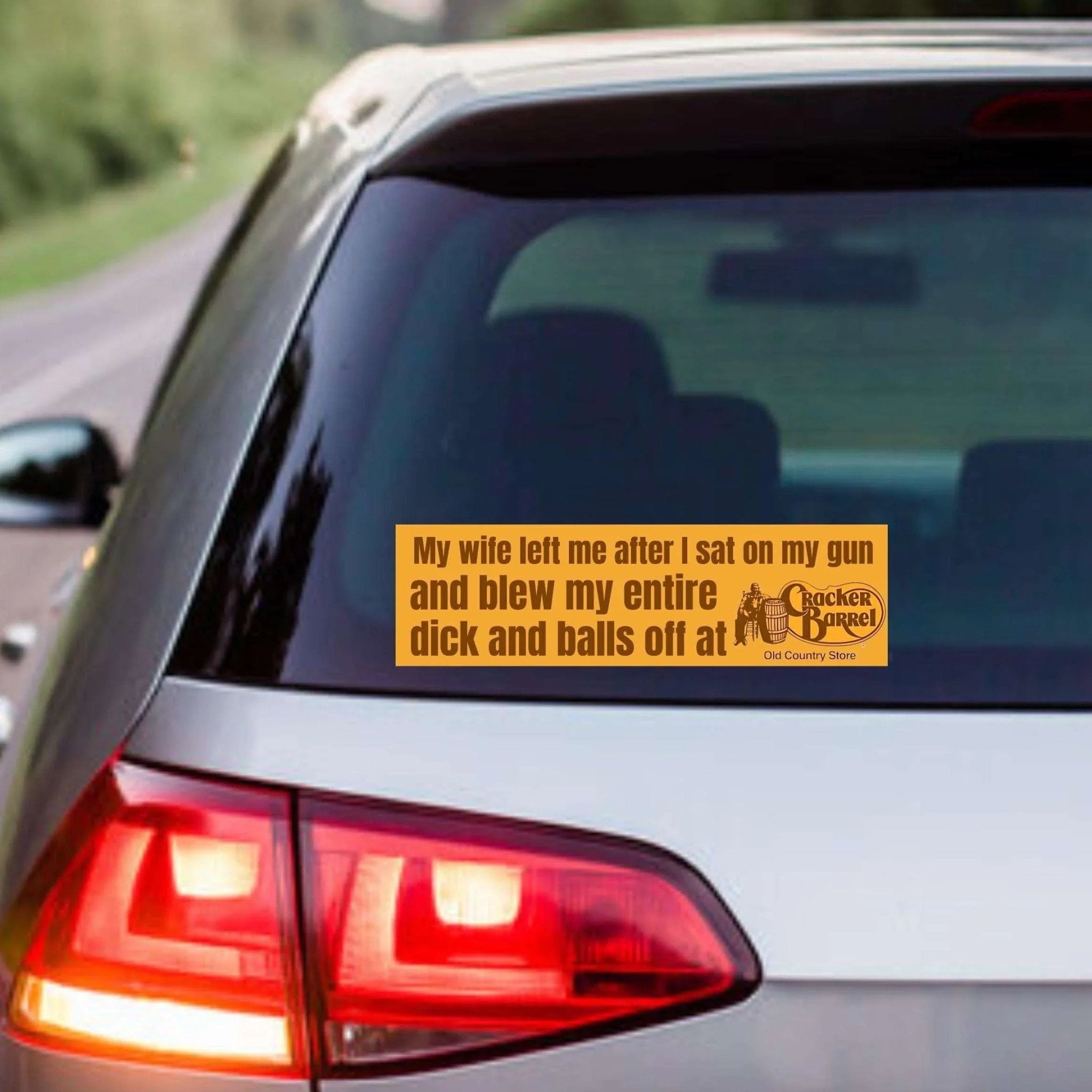 My Wife Left Me After I Sat On My Gun and Shot My Entire Dick and Balls Off at Cracker Barrel - Frog Mustard Stickers