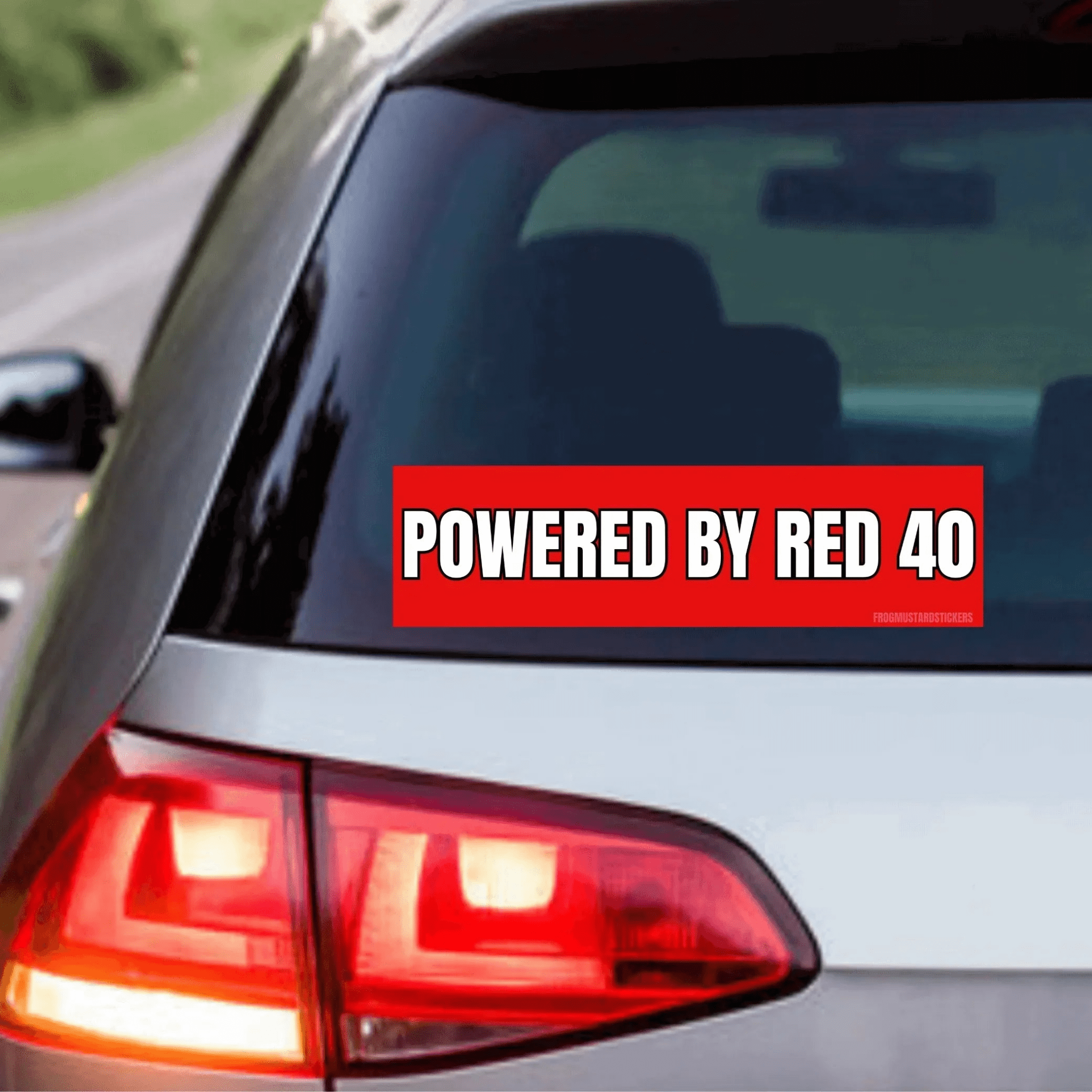 Powered by Red 40 - Frog Mustard Stickers