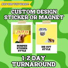 Single Custom Sticker or Magnet - Your Design, Your Size (Up to 8.5" x 4" - Please Read Product Description) - Frog Mustard Stickers