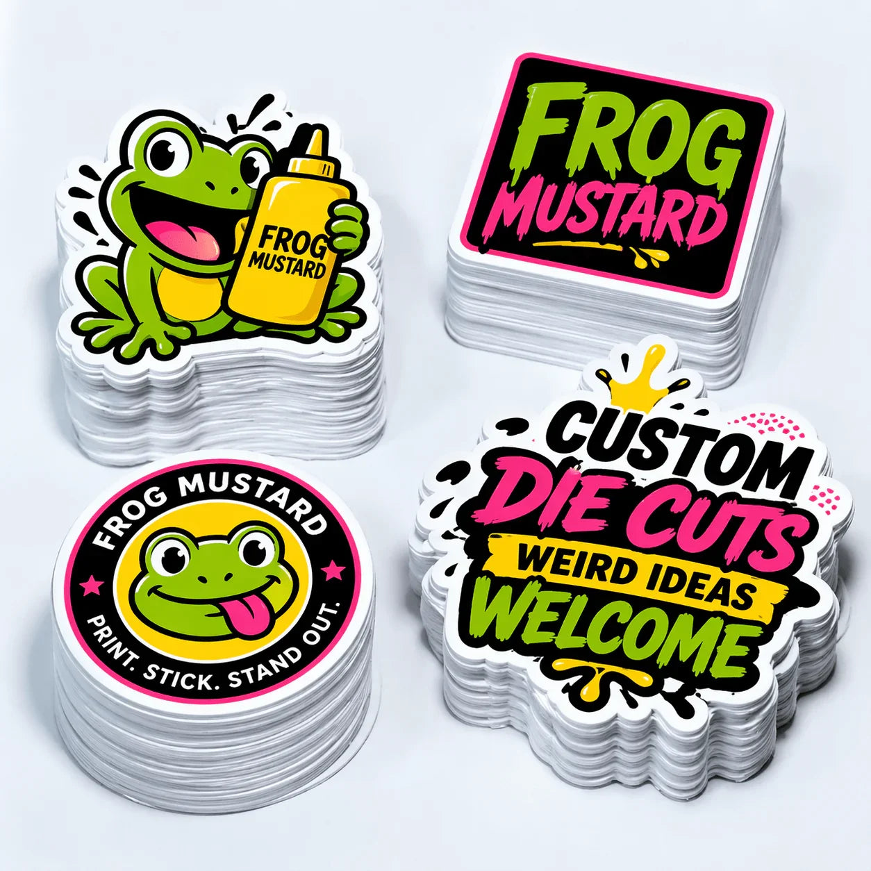 Single Custom Sticker or Magnet - Your Design, Your Size (Up to 8.5" x 4" - Please Read Product Description) - Frog Mustard Stickers
