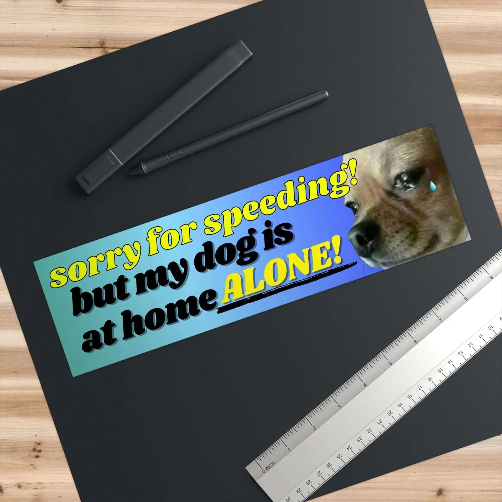 Sorry for speeding! But my dog is at home alone - Frog Mustard Stickers