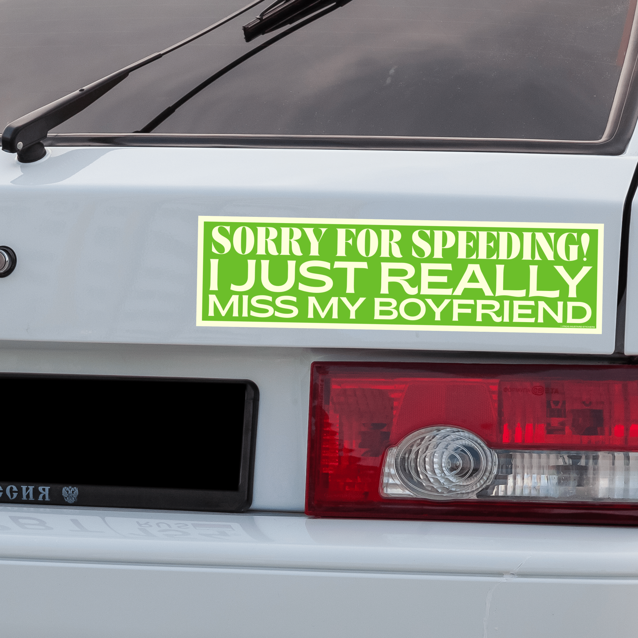 Sorry for Speeding I Miss My Wife /Husband/Girlfriend/Boyfriend, 4 Options - Frog Mustard Stickers