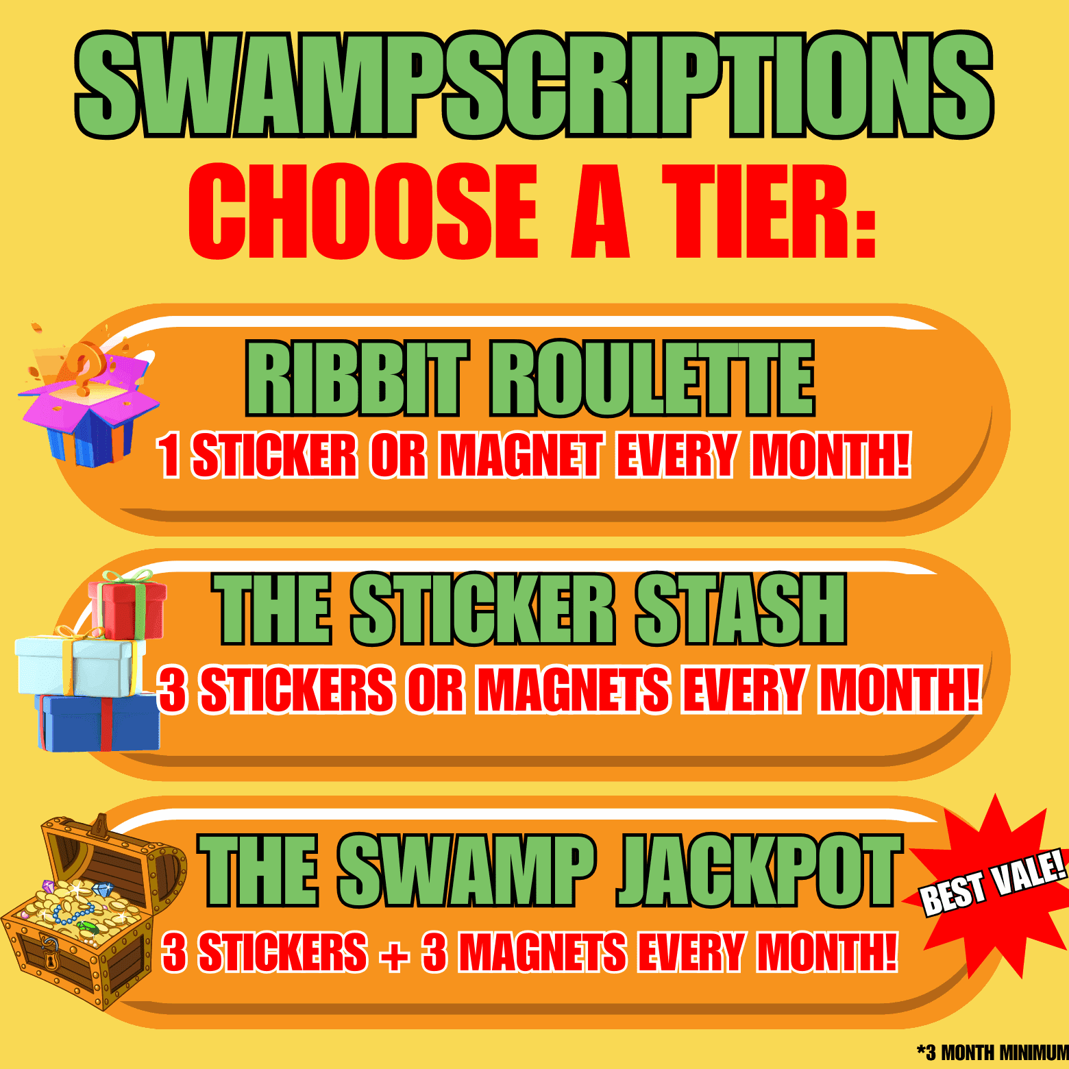 Swampscriptions: Monthly Stickers & Magnets (up to 70% off) 🐸📦 - Frog Mustard Stickers