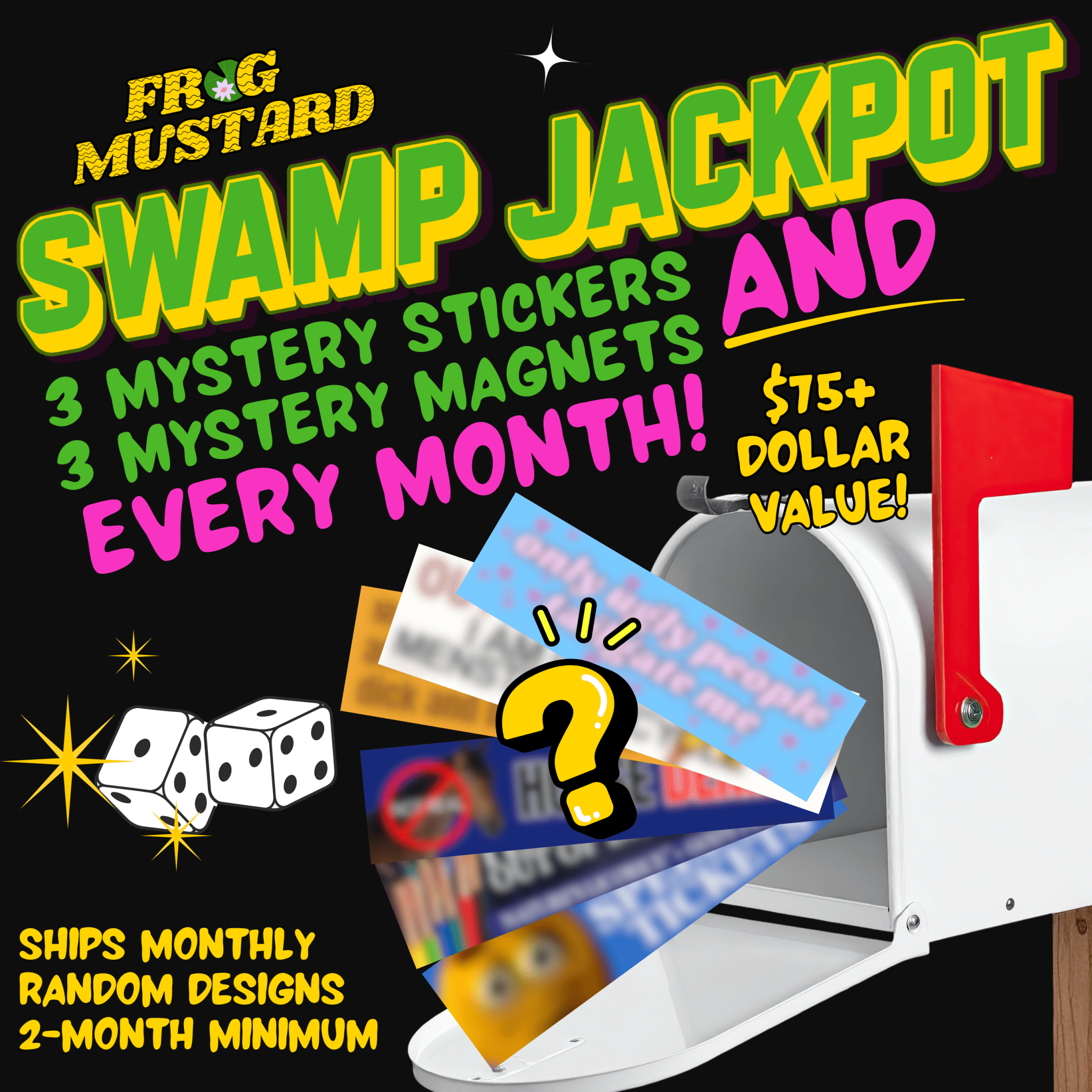 Swampscriptions: Monthly Stickers & Magnets (up to 70% off) 🐸📦 - Frog Mustard Stickers