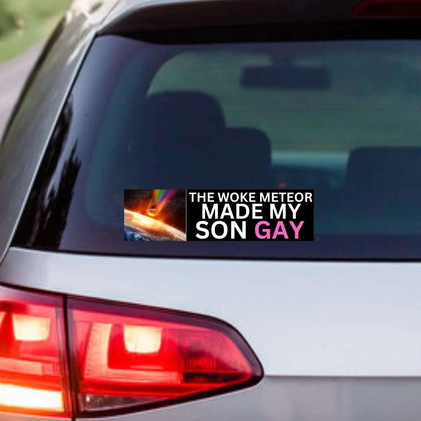 The Woke Meteor Made My Son Gay - Frog Mustard Stickers