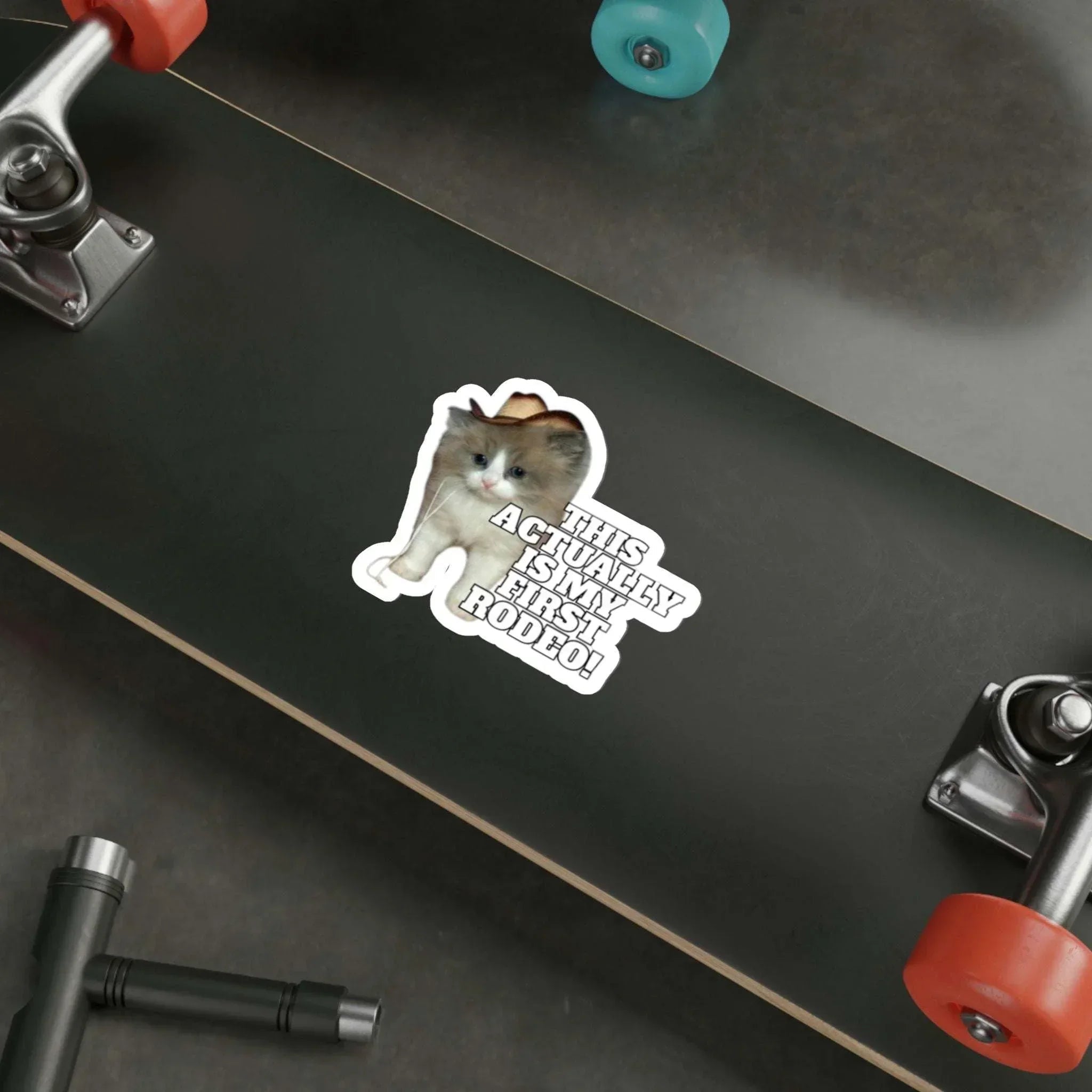This Actually Is My First Rodeo | Cowboy Cat Die - Cut - Frog Mustard Stickers