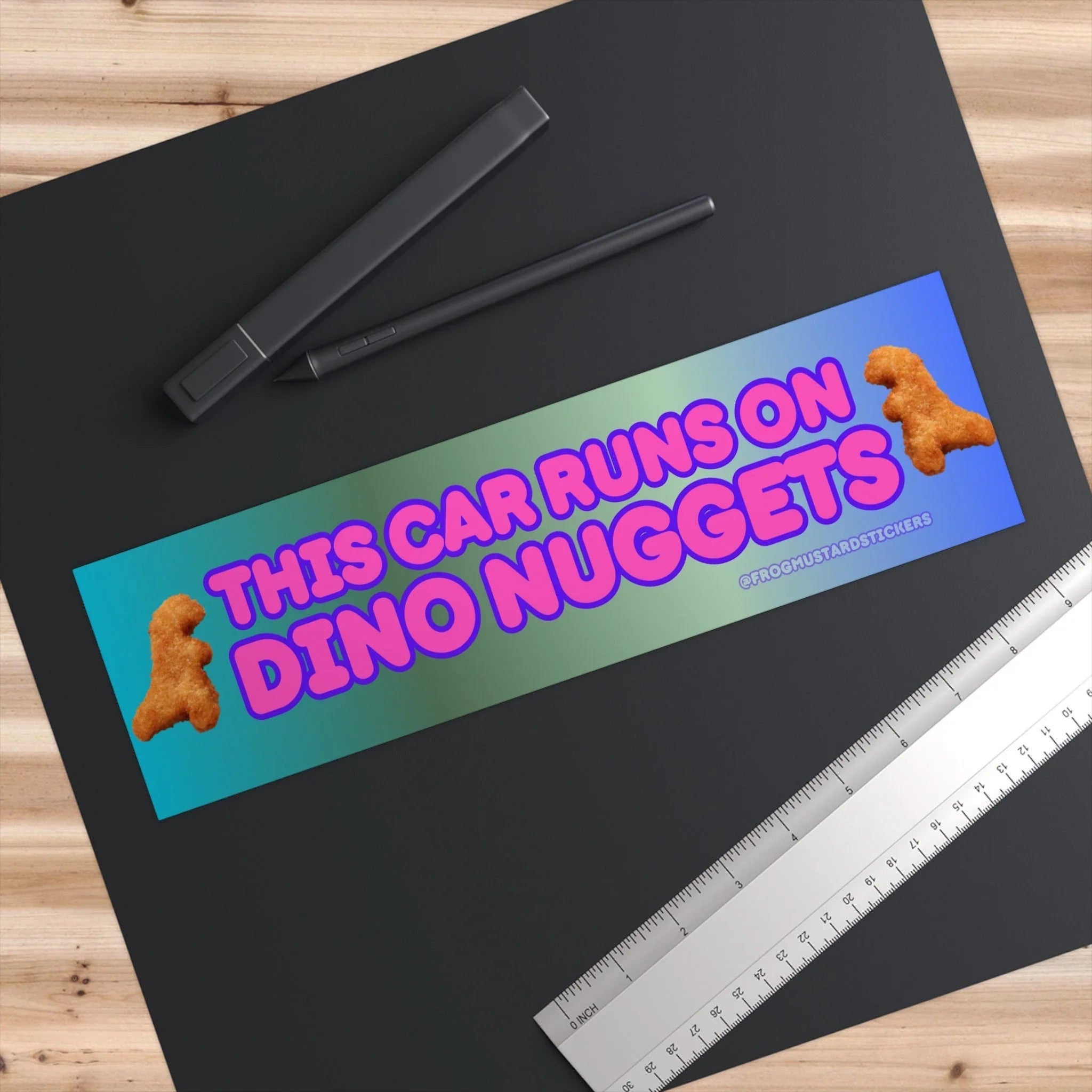 This Car Runs on Dino Nuggets - Frog Mustard Stickers