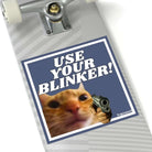 Use Your Blinker! Gun Cat Square Sticker - Frog Mustard Stickers